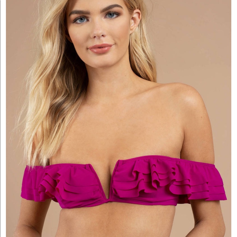 Blue Life Magenta Off-Shoulder Bikini Top